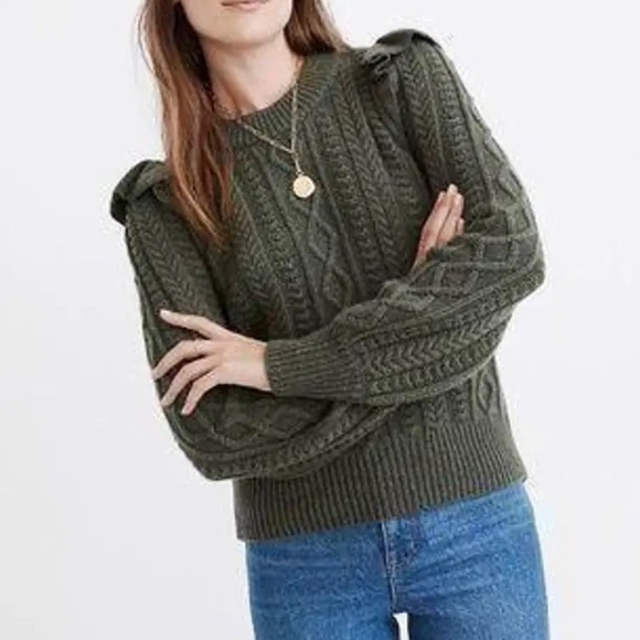 Madewell Hollydene Ruffle Sweater Merino Wool Size S - Picture 1 of 4